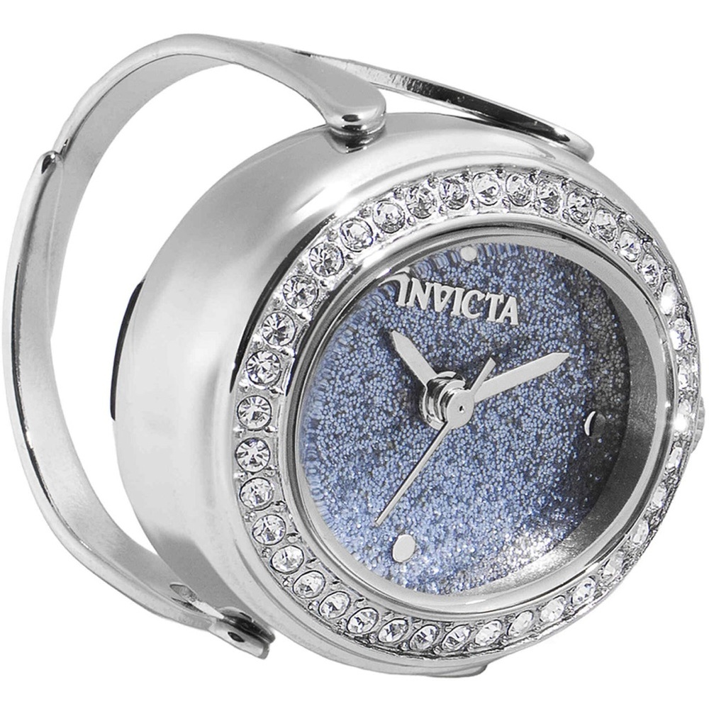 Invicta Mini Crystal Ring Watch Blue Glitter Dial Silver Tone - Picture 7 of 11